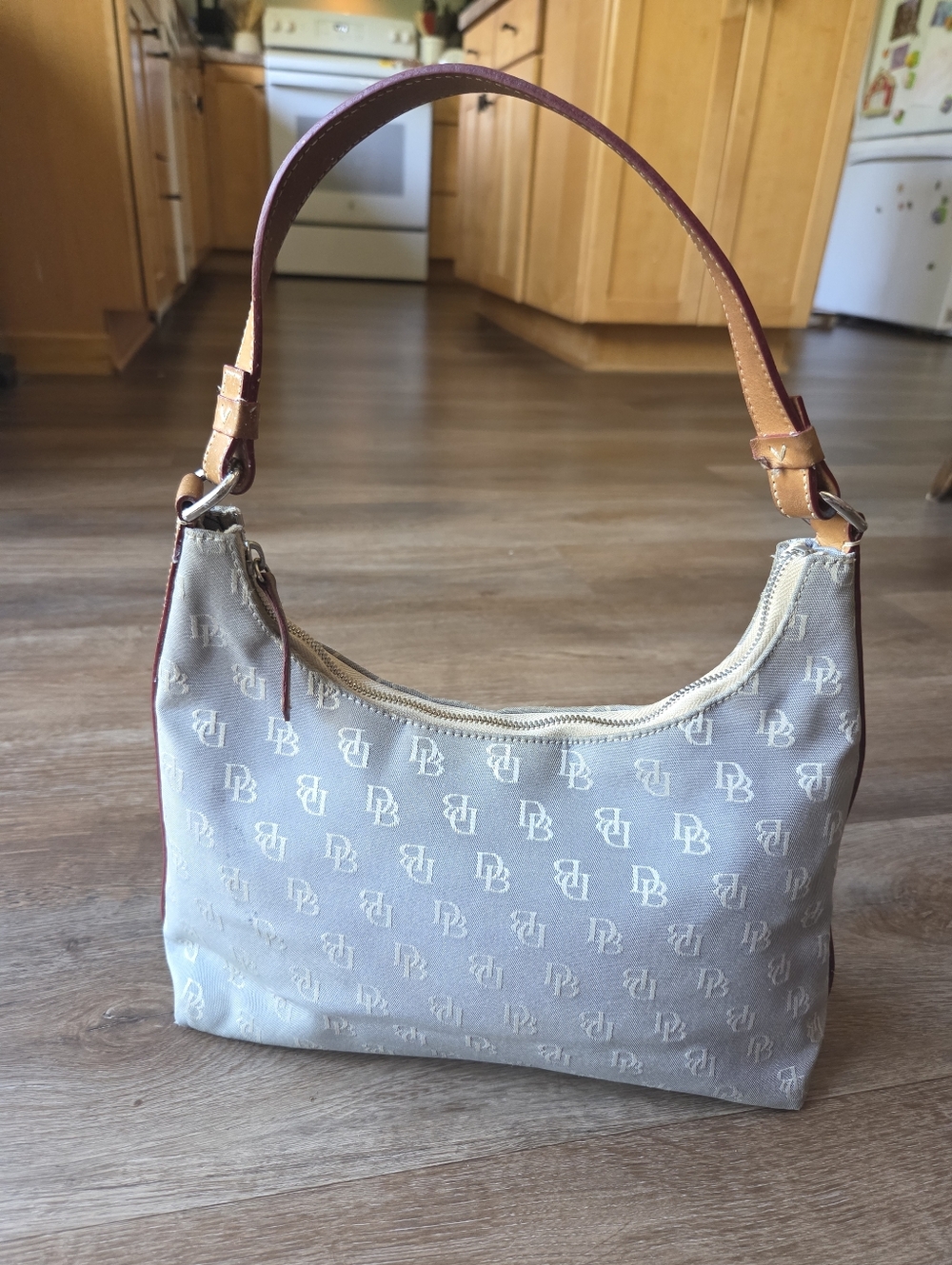 Vintage Y2K Dooney & Bourke Small Hobo Shoulder Bag Monogram Jacquard Purse - Picture 2 of 15